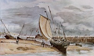 A big white vessel on the sea